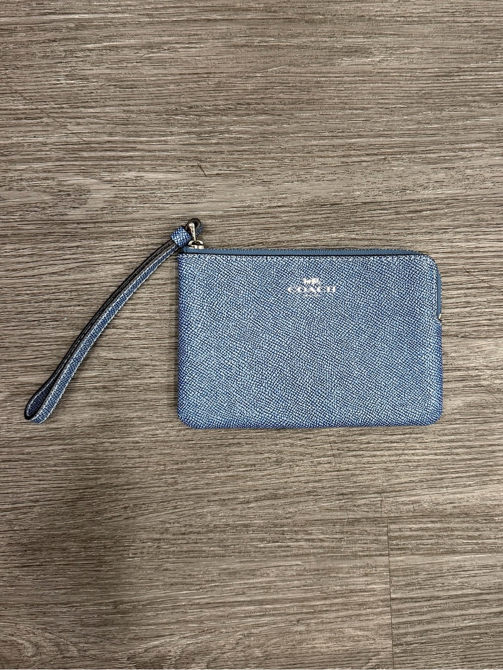 Coach Light Blue Wristlet Pouch